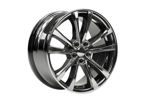 Car accessories transport vehicles transportation. Wheel Alloy car wheels rim black, grey chrome or mag wheel high performance auto part decoration isolated on transparent cut out PNG background.