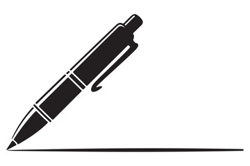 Modern fountain pen icon flat black silhouette vector isolated on transparent
