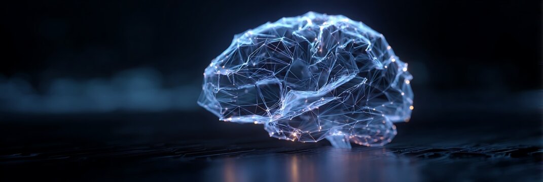 A digital representation of the human brain with network connections, highlighting innovation and intelligence