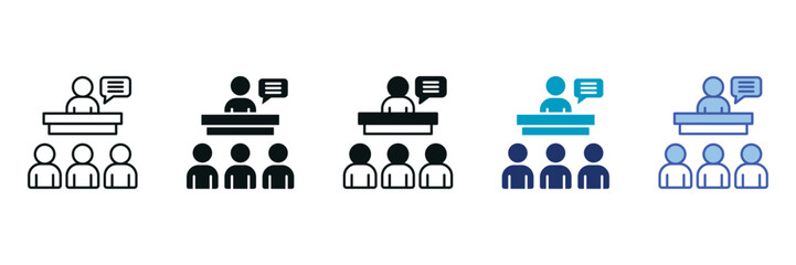 Group Interview Icon Set Consisting of Multiple Styles Vector Illustration