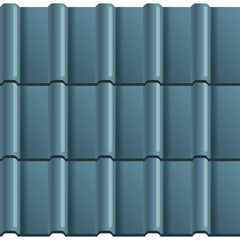 Seamless Pattern of Blue Gray Corrugated Roof Tiles with Vertical Ridges Minimalist Geometric Design Clean Lines Isolated on Transparent Background