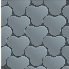 Seamless Pattern of Interlocking Gray Petal Shaped Tiles with Subtle Shadowing on a Dark Gray Background Abstract Geometric Texture Design