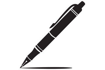 Modern fountain pen icon flat black silhouette vector isolated on transparent
