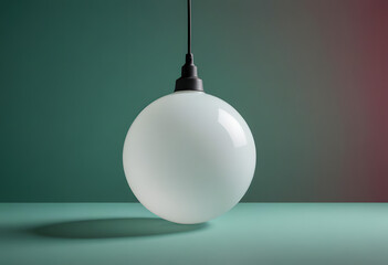 Minimal Round Pendant Lamp on Green Background