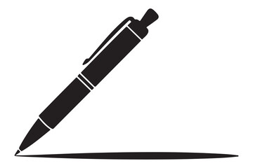 Modern fountain pen icon flat black silhouette vector isolated on transparent
