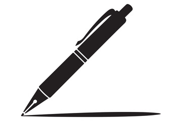 Modern fountain pen icon flat black silhouette vector isolated on transparent
