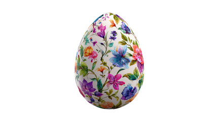 floral easter egg decorated with flowers spring holiday ornament colorful festive design pattern isolated on white background