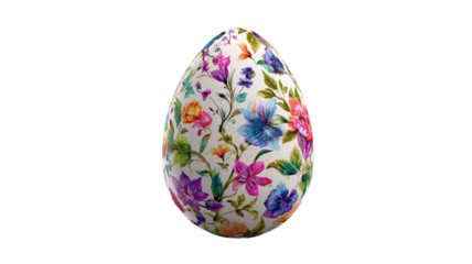floral easter egg decorated with flowers spring holiday ornament colorful festive design pattern isolated on white background