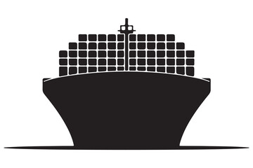Ship boat silhouette marine travel transport icon in black and white illustration
