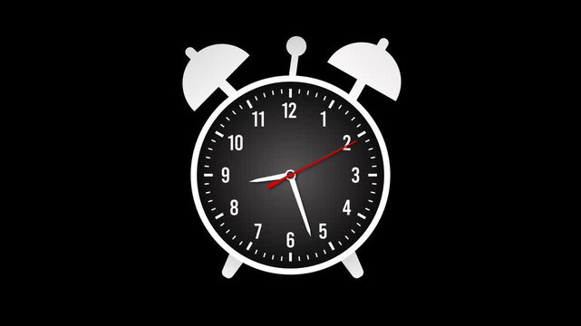 Clock Time Animation looped. Round clock in modern style. Time travel concept, Present, Past, Future, Full Hd. 4K