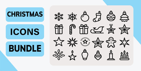 Christmas Icons Bundle — Minimal Line Art Holiday Symbol Collection