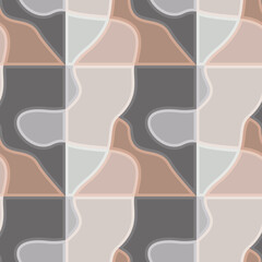 Modern abstract geometric tile pattern with soft earthy tones and flowing shapes, perfect for home decor, wallpaper, and ceramic surface design contemporary pattern 