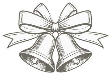 Engraved Wedding Bells with Ribbon Bow Graphic Element