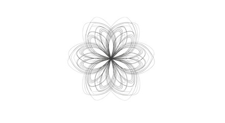 Intricate abstract geometric flower pattern with delicate lines on a white background.