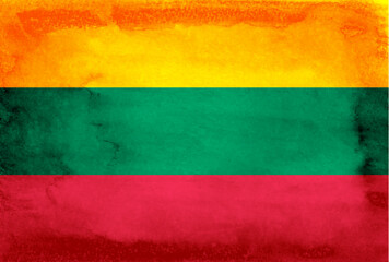 リトアニア　国　旗　和紙　背景