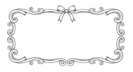Elegant ornamental frame with a decorative ribbon bow at the top.