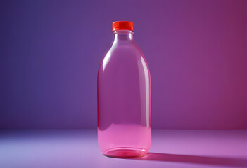 Plastic Water Bottle on Pink Background