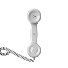 Vintage white telephone receiver handset communication device old phone retro style call isolated on transparent background