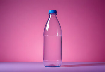 Plastic Water Bottle on Pink Background