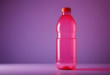 Plastic Water Bottle on Pink Background
