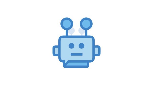 Cute blue robot icon on White Background illustration