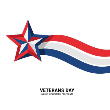 Veterans Day Star, Red White Blue Patriotic Banner Illustration