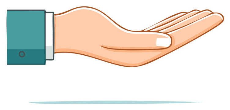 Businessperson's open palm extended ready to receive or give a gift