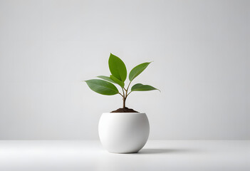 Globe Sapling Growing from Soil in Minimal Pot