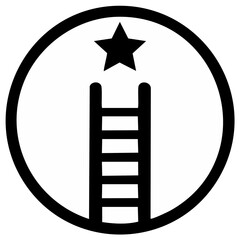 Path to success ladder reaching a star within a circular frame achievement ambition goal setting