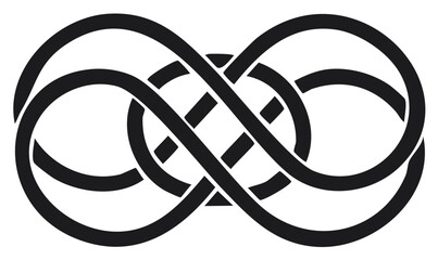 Celtic knot illustration with interlocking circles and central woven pattern, isolated on white background