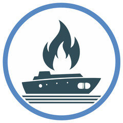 Boat Fire Accident and Emergency Vector Icon