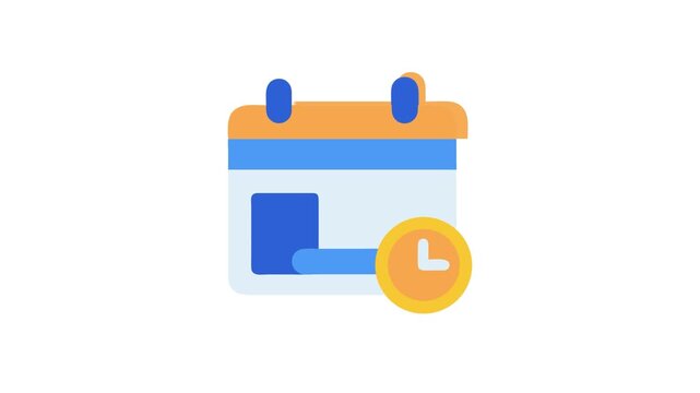 Simple calendar and clock icon illustration on White backdrop