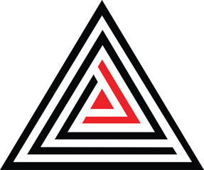 Abstract triangle with concentric black and red layers