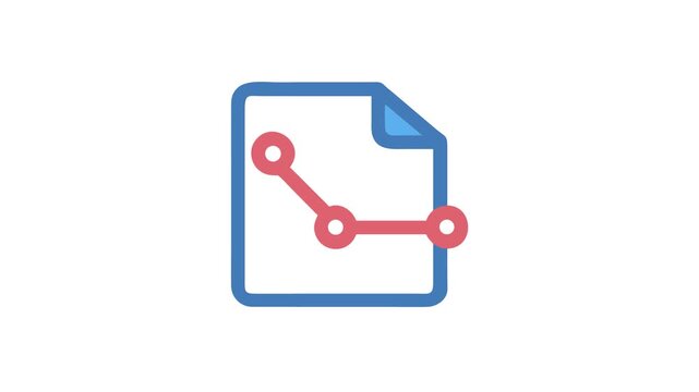 Declining Graph on Paper Icon for Business and Statistics
