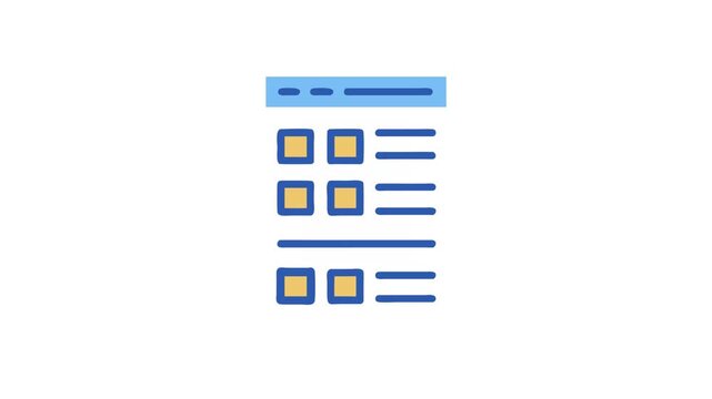 Website template interface with grid and content columns layout