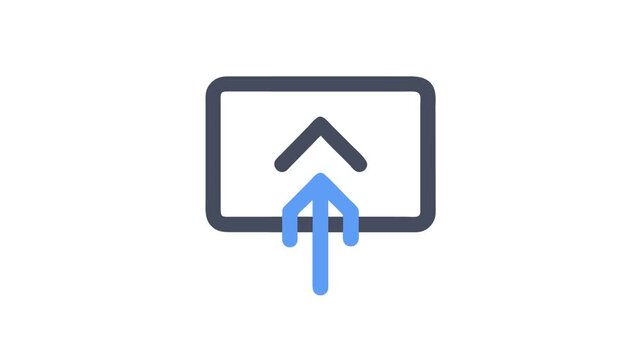 Graphical upload icon with upward pointing arrow design