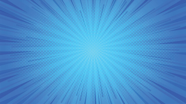 Abstract blue rays comic zoom radiant background