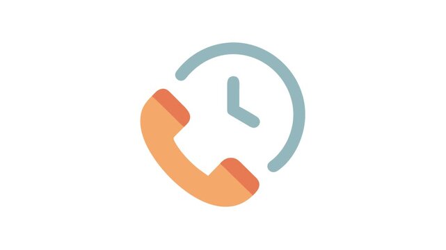Telephone handset with clock icon for customer service availability