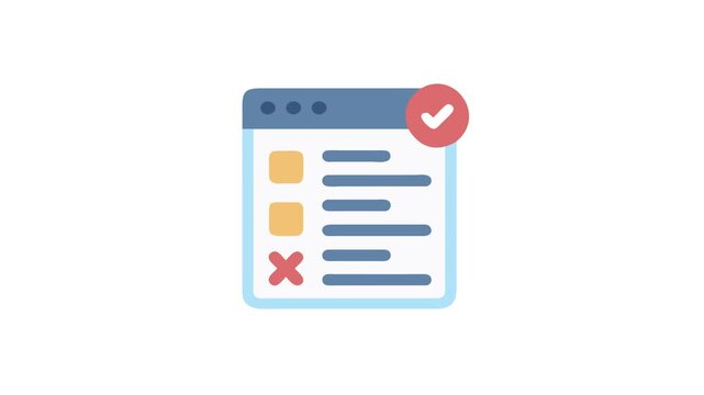 Task list with tick and cross marks in flat design