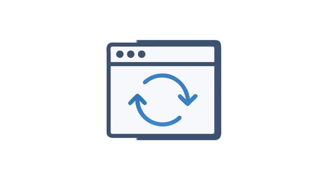 Website refresh symbol inside browser window icon illustration