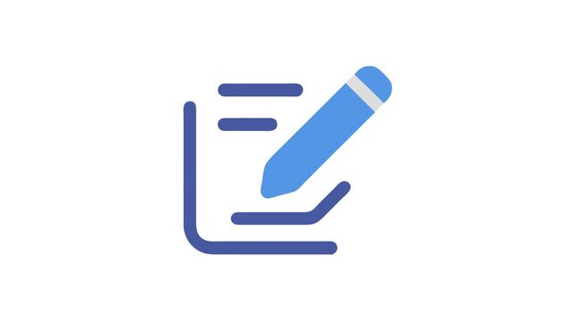 Edit Document Icon Animation Illustration with Blue and Black