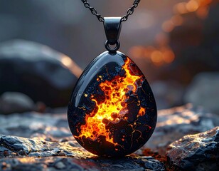 Lava pendant on dark rocks