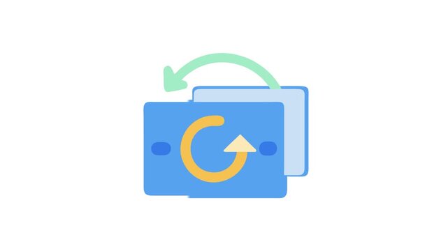 Visual of data transfer or synchronization with card elements