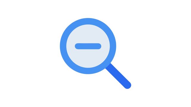 Blue minus zoom icon on White Background, simplicity concept