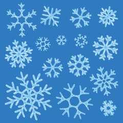 Set of snowflakes, vector illustration, winter background