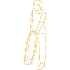 Orange Dotted Outline of a Person Holding a Hoop Object in a Static Pose Against a Transparent Background