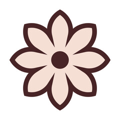 Symmetrical floral emblem with soft pink petals and bold contrast, ideal for branding, packaging, decorative icons, or modern minimalist design themes.