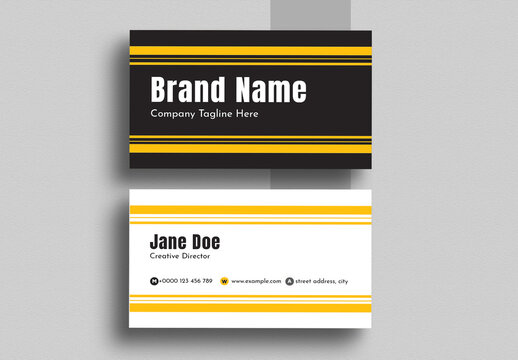 Black and Yellow Business Card for Construction Company