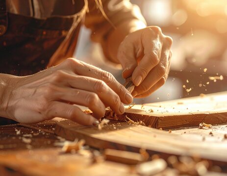 Woodworking Hands Carpenter Crafting, Wood Carving, Fine Detail Work