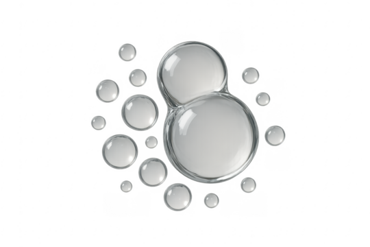 Transparent water drops forming abstract bubble structure